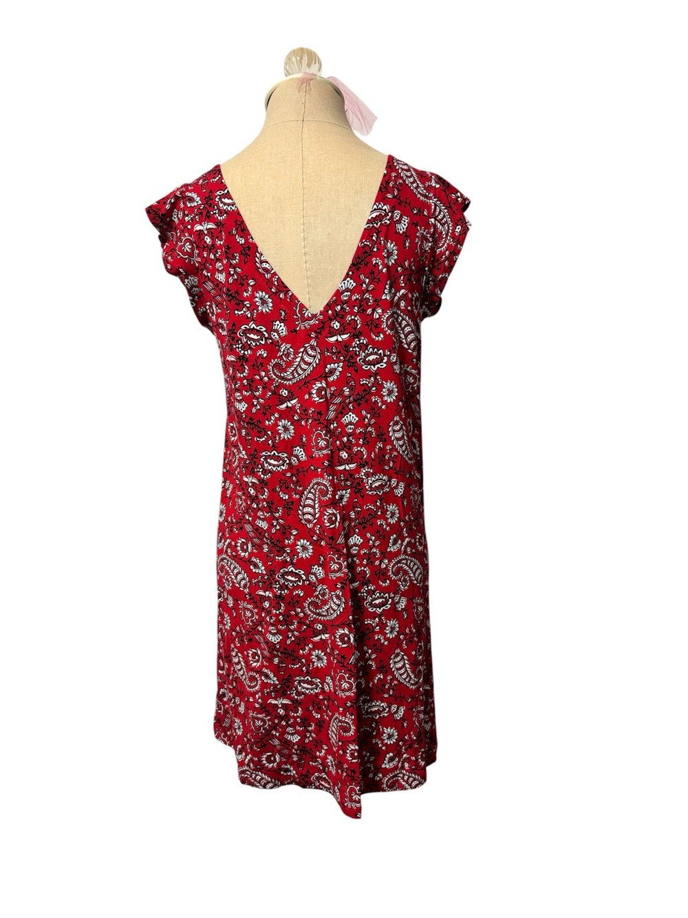 Loft Outlet Red Paisley Women's Dress Size Medium Petite NWT - Picture 4 of 4